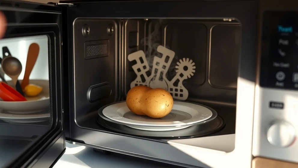 Bakad potatis i micro på fem minuter
