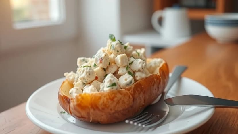 Bakad potatis med kycklingröra recept