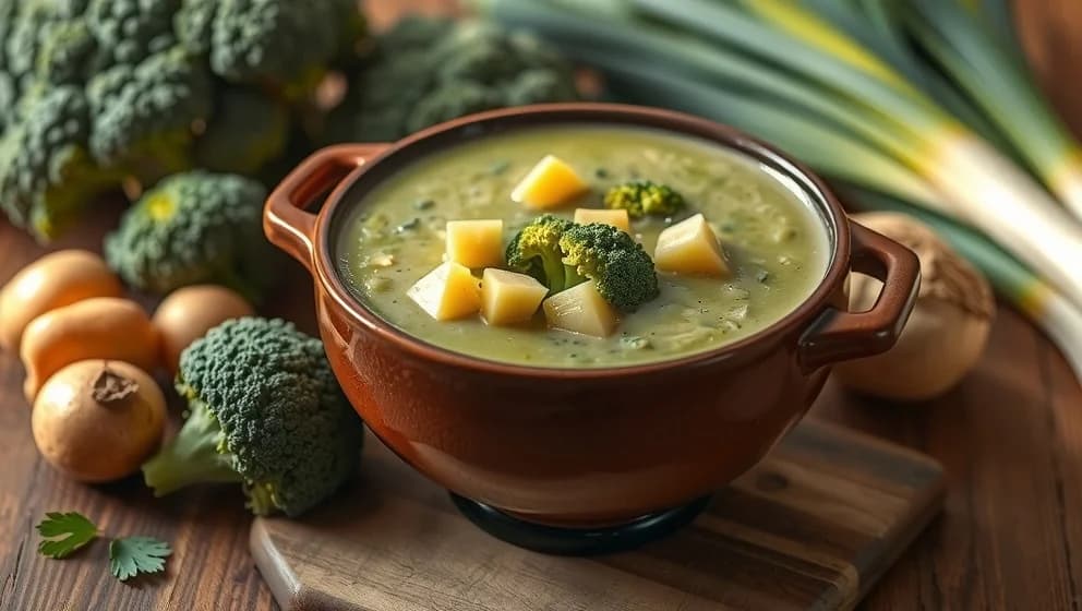 Enkel broccolisoppa med potatis och purjolök