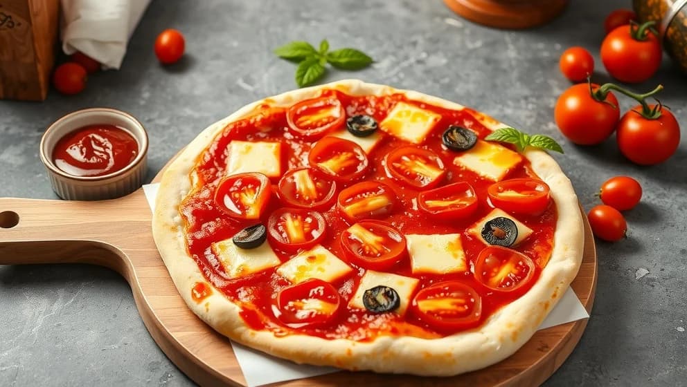 Enkel tomatsås pizza med tomatpuré