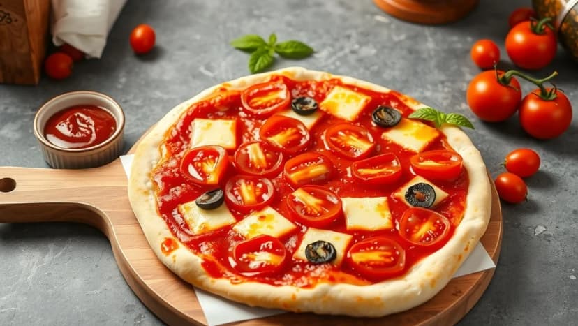 Enkel tomatsås pizza med tomatpuré