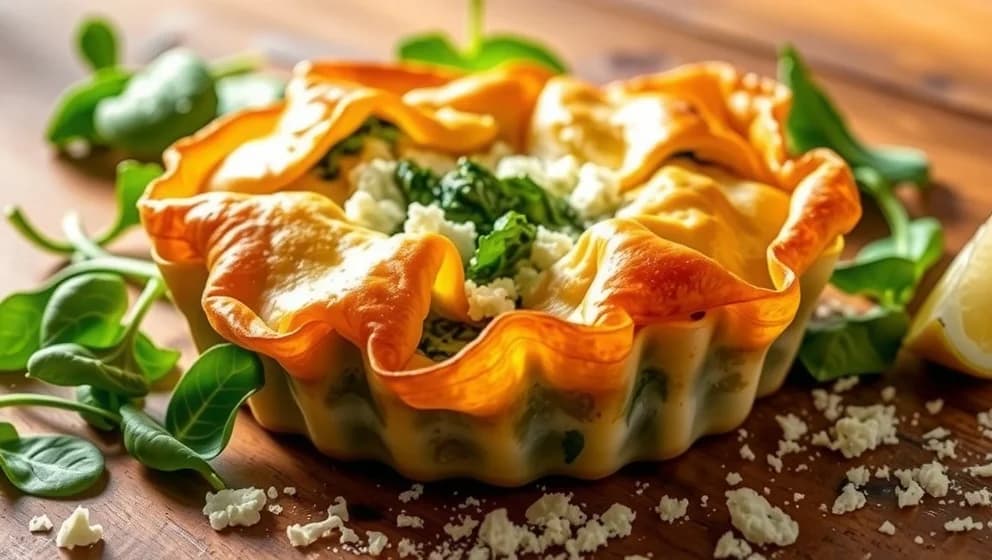 Filodegspaj med spenat och fetaost så god