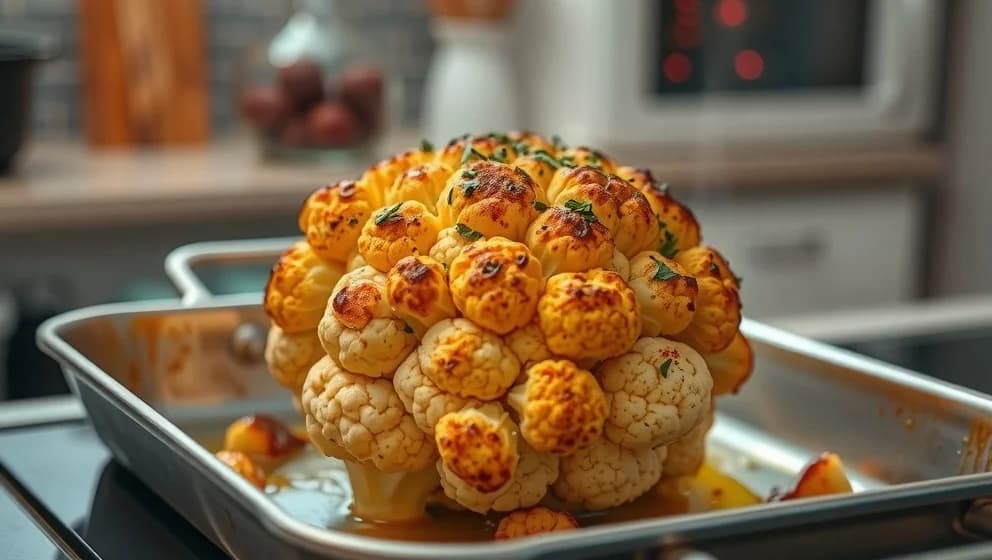 Hel blomkål i ugn blir saftig och god