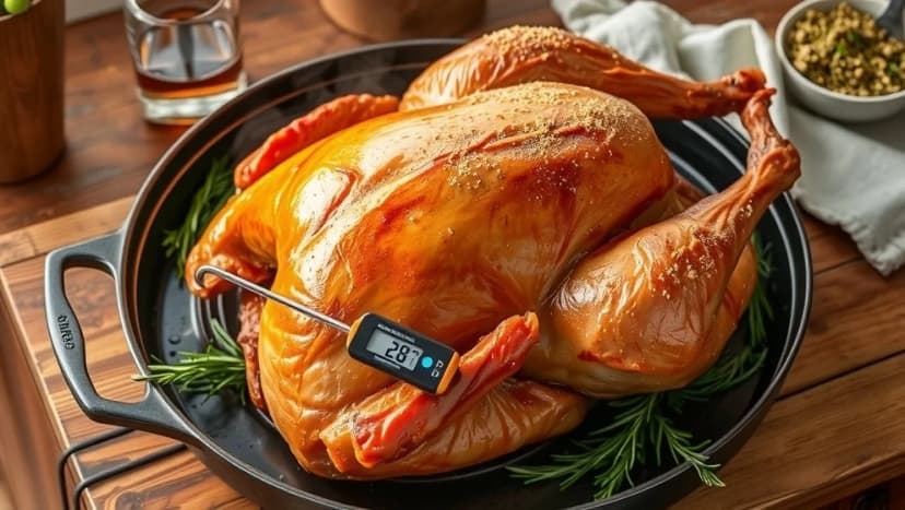 Kalkon i ugn långsamt blir saftig och god