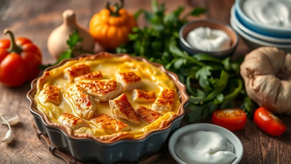 Krämig kycklingpaj med crème fraiche