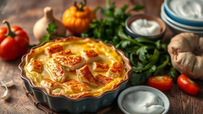 Krämig kycklingpaj med crème fraiche