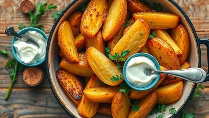 Krossad potatis i ugn som är krispig och god