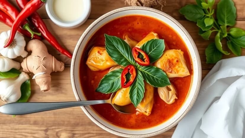 Kyckling med röd curry som smakar fantastiskt