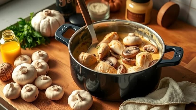 Kycklinggryta med champinjoner och dijonsenap