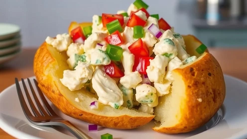 Kycklingröra till bakad potatis hemma