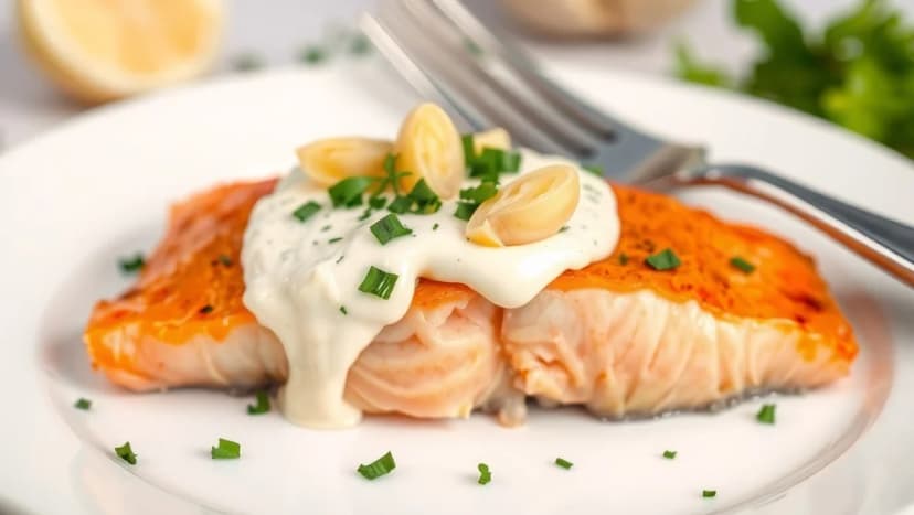 Lax med Philadelphia och vitlök smaksatt med örter