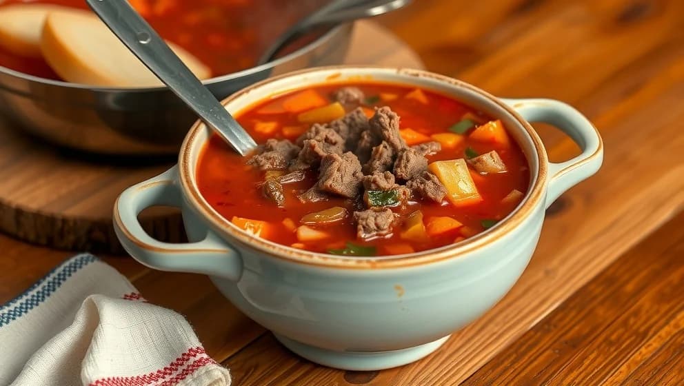 Mustig gulaschsoppa med köttfärs hemma