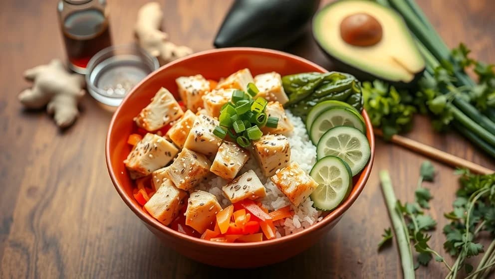 Läcker poke bowl med kyckling hemma