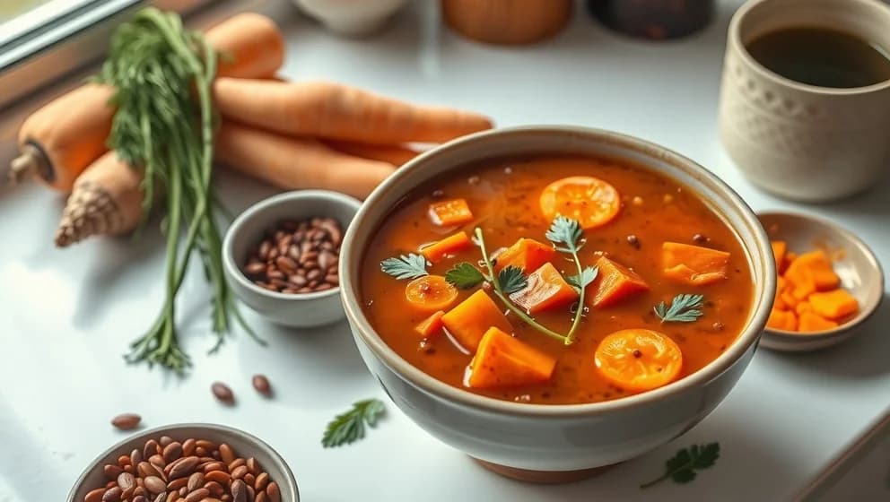 Röd linssoppa med morot hemma hos dig