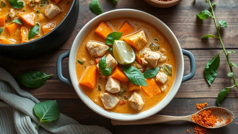 Thaigryta med kyckling och kokosmjölk