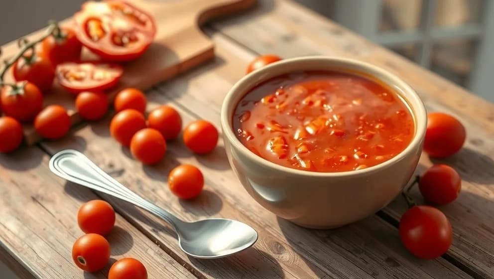 Tomatsoppa med färska tomater från ugnen