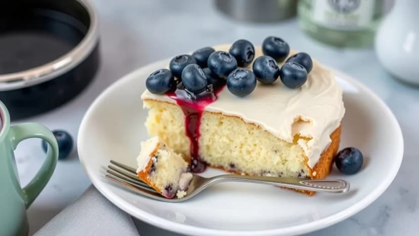 Vit kladdkaka med blåbär som alla älskar
